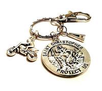 Personalised 30mm Double-Sided Motorcyclist St Christopher Biker Motorbike Bike Rider Racer in a Velvet Gift Bag Dirt Bike Speedway (G)