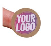 Personalised 30mm Kraft Round Stickers - Custom Business Logo Labels - Circle Label Stickers for Company Branding - Packaging - Thank You Seals (Kraft (Brown), 192 Labels (4 Sheets))