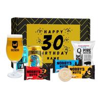 Personalised 30th Birthday BrewDog Beer Gift Set with Punk IPA & Wingman 330ml, BrewDog Glass & Snacks (2 Pack)