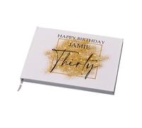 Personalised 30th Birthday Gift Guest Book Gold Sparkles Design