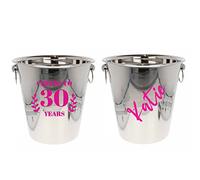 Personalised 30th Birthday Ice Bucket with Matching Champagne Glass 30th Birthday Party Gift Personalised Prosecco Glass & Ice Bucket (Silver Ice Bucket)