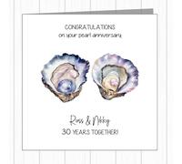 Personalised 30th Wedding Anniversary Card - Pearl - Pair Of pearls In Oyster Shells