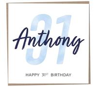Personalised 31st Birthday Card for Men, Unusual Age 31 Keepsake, Thirty-One Year Old Happy Birthday Cards with Custom Name, Customised Luxury Gift Idea for Special Male, Customisable Design