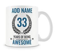 Personalised 33rd Birthday Mug for Men - 33 Years of Being Awesome - Add Name