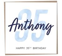 Personalised 35th Birthday Card for Men, Unusual Age 35 Keepsake, Thirty-Five Year Old Happy Birthday Cards with Custom Name, Customised Luxury Gift Idea for Special Male, Customisable Design