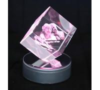 Personalised 3D Diamond Photo Crystal Cube, Customised Gift for Birthday, Wedding, Anniversary, Graduation, Mother's Day, Father's Day, Valentine's Day, Christmas (Large 80x80x80mm)