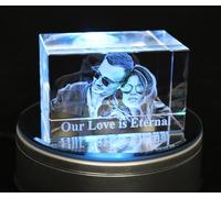 Personalised 3D Rectangular Photo Crystal Block, Custom Photo Cube for Wedding Anniversary, Birthday, Graduation, Housewarming Gift (Medium 80x50x50mm)