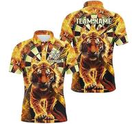 Personalised 3D Tiger Darts Board Shirt for Men & Women | Custom Fire Flame Team League Darts Jersey Performance Unisex Quick-Drying Shirt T2561 Multicolour