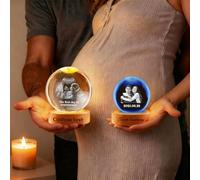 Personalised 3D Ultrasound Crystal Ball with Night Light Custom Photo Memory Sphere Lamp, Pet Memorial Gift for Cat/Dog Loss, Pregnancy Gift for New Parents