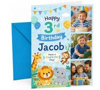 Personalised 3rd Birthday Card for Boy, A5 Jungle Photo Card