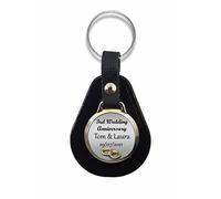 Personalised 3rd Wedding Anniversary Keyring Key Fob Husband Wife Gift R141