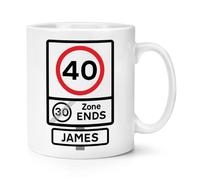 Personalised 40 Speed Limit Sign Zone Ends 40th Birthday 10oz Mug Cup