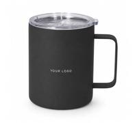 Personalised 400ml Insulated Stainless Steel Coffee Mug with Rubber Finish, Laser Engraved Travel Mug with BPA-Free Lid