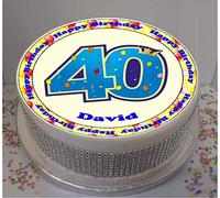 Personalised 40th Birthday Balloons 8" Edible Icing Cake Topper (Please Leave Personalisation as Gift Message)