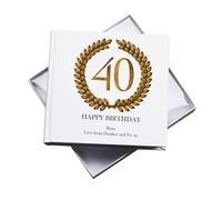 Personalised 40th Birthday Gift for Him Photo Album Gold Wreath Design
