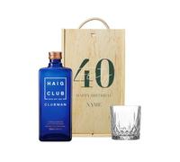 Personalised 40th Birthday Haig Club Whisky Gift Set with Whisky Glass & Personalised Wooden Gift Box (70cl)