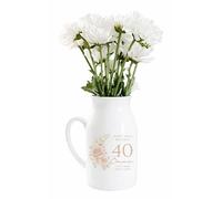 Personalised 40th Birthday Milestone Gift, Small Flower Jug Vase, Birthday Keepsake for Mum, Nanny, Nana, Grandma, Auntie, Friend, 12.5cm High