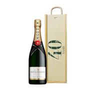 Personalised 40th Birthday Moët & Chandon Champagne Gift Set - Impérial Brut 75cl with Personalised Wooden Gift Box - Luxury 40th Birthday Gift for Her or Him