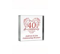 Personalised 40th Ruby Wedding Anniversary Crystal Token Personalised Memento Company Clear One Size
