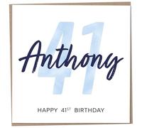 Personalised 41st Birthday Card for Men, Unusual Age 41 Keepsake, Forty-One Year Old Happy Birthday Cards with Custom Name, Customised Luxury Gift Idea for Special Male, Customisable Design