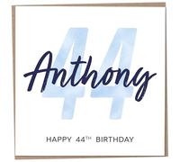 Personalised 44th Birthday Card for Men, Unusual Age 44 Keepsake, Forty-Four Year Old Happy Birthday Cards with Custom Name, Customised Luxury Gift Idea for Special Male, Customisable Design
