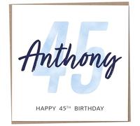 Personalised 45th Birthday Card for Men, Unusual Age 45 Keepsake, Forty-Five Year Old Happy Birthday Cards with Custom Name, Customised Luxury Gift Idea for Special Male, Customisable Design