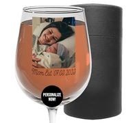Personalised 473ml Photo Print Stemmed Wine Glass - New Mum Gifts, Postpartum Gifts for Women After Birth, First Time Mum and Dad, New Parents, Her Mama Mummy, Baby