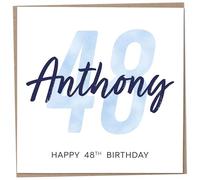 Personalised 48th Birthday Card for Men, Unusual Age 48 Keepsake, Forty-Eight Year Old Happy Birthday Cards with Custom Name, Customised Luxury Gift Idea for Special Male, Customisable Design