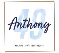Personalised 49th Birthday Card for Men, Unusual Age 49 Keepsake, Forty-Nine Year Old Happy Birthday Cards with Custom Name, Customised Luxury Gift Idea for Special Male, Customisable Design
