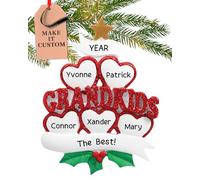 Personalised 5 Grandkids Ornament 2025 - Fast & Free 24h Customisation - Grandparents Christmas Ornaments for Tree - Custom Gift Wrapped Family of 5 Keepsake for Grandma, Grandpa, Grandchildren