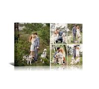 Personalised 5 Photo Collage Canvas Print, Custom Multi Picture Wall Art | Ship Next Day - Floating Frame Available, Anniversary Wedding Gift for Couples Family, Home Display, 45x30 cm (18x12in)