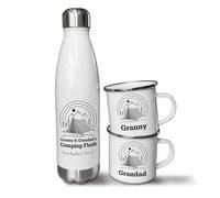 Personalised 500ml Thermal Flask and Enamel Mugs. Camping Tent Mug and Flask Set. Outdoor Adventure Gifts