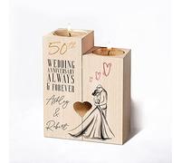 Personalised 50th Anniversary Double Tea Light Candle Holder With Couple