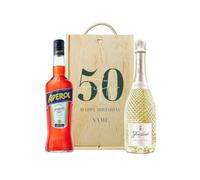 Personalised 50th Birthday Aperol Spritz Gift Set with Prosecco - Custom Birthday Aperitif & Cocktail Gift for Him, Her, Husband, Wife, Mum, Sister & Friend