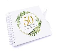 Personalised 50th Birthday Gift for her Scrapbook Photo Album Gold Wreath