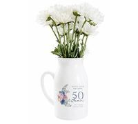 Personalised 50th Birthday Milestone Gift, Small Flower Jug Vase, Birthday Keepsake for Nan, Nanny, Nana, Grandma, Auntie, Friend, 12.5cm High
