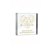 Personalised 50th Golden Wedding Anniversary Crystal Token Personalised Memento Company Clear One Size