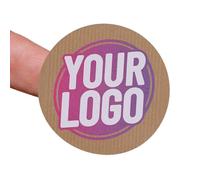 Personalised 51mm Kraft Round Stickers - Custom Business Logo Labels - Circle Label Stickers for Company Branding - Packaging - Thank You Seals (Kraft (Brown), 15 Labels (1 Sheet))