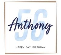 Personalised 56th Birthday Card for Men, Unusual Age 56 Keepsake, Fifty-Six Year Old Happy Birthday Cards with Custom Name, Customised Luxury Gift Idea for Special Male, Customisable Design