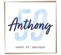 Personalised 59th Birthday Card for Men, Unusual Age 59 Keepsake, Fifty-Nine Year Old Happy Birthday Cards with Custom Name, Customised Luxury Gift Idea for Special Male, Customisable Design