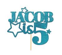 Personalised 5th Birthday Cake Topper Name Cake Decorations For Kids Girls Boys Stars Any Age 3rd 7th 10th - Rose Gold