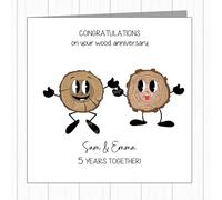 Personalised 5th Wedding Anniversary Card - Wood - Loved Up Wooden Blocks!