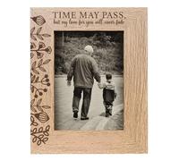 Personalised 5x7 Inch French Oak Finish "Time May Pass" Memorial Gift Photo Frame for Mum and Dad, Custom Engraved Text, In Loving Memory Frame, Sympathy Picture Frame, Ideal for Bereavement Gifts