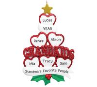 Personalised 6 Grandkids Ornament 2025 - Fast & Free 24h Customisation - Grandparents Christmas Ornaments for Tree - Custom Gift Wrapped Family of 6 Keepsake for Grandma, Grandpa, Grandchildren