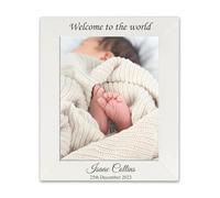 Personalised 6" x 4" Inch White Finish Wooden Frame, Custom Engraved Text, Landscape or Portrait Display With Stand, Ideal for Family Photos or Special Moments, Perfect for Anniversaries, Wedding