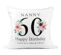 Personalised 60th Birthday Cushion - Floral Number 60 With Name And Message
