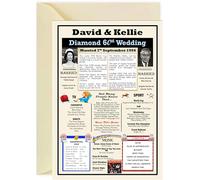 Personalised 60th Diamond Wedding Anniversary Card - Married in 1966 - A5 size with Envelope - 60 Years Ago Facts & Trivia - Unique Keepsake for Couples, Parents & Grandparents