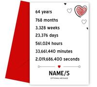 Personalised 64th Wedding Anniversary Card | 64 Year Anniversary Card for Husband and Wife, 64yr Cards for Couples