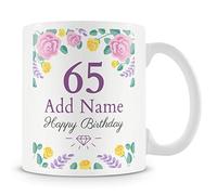 Personalised 65th Birthday Mug for Women - Add Name - Floral Design Gift for Her Sixty-Fifth