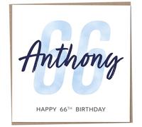 Personalised 66th Birthday Card for Men, Unusual Age 66 Keepsake, Sixty-Six Year Old Happy Birthday Cards with Custom Name, Customised Luxury Gift Idea for Special Male, Customisable Design